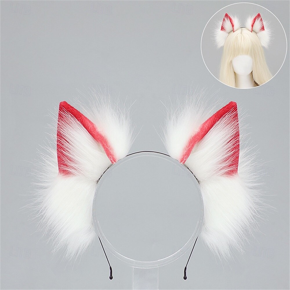 Fascia con orecchie da lupo realistiche – orecchie da volpe e lupo lolita fatte a mano per cosplay, stile kc, feste, convention e accessori per giochi di ruolo del 2025 a $30.99 –P8