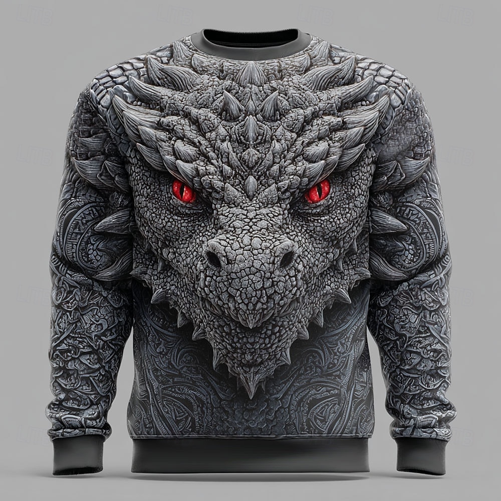 Voor heren Draak 3D Sweatshirt Sweatshirt Lange mouw Trui Strakke ronde hals Casual Punk & Gothic Feest Streetwear 3D Alle seizoenen 2025 - $26.99 –P1