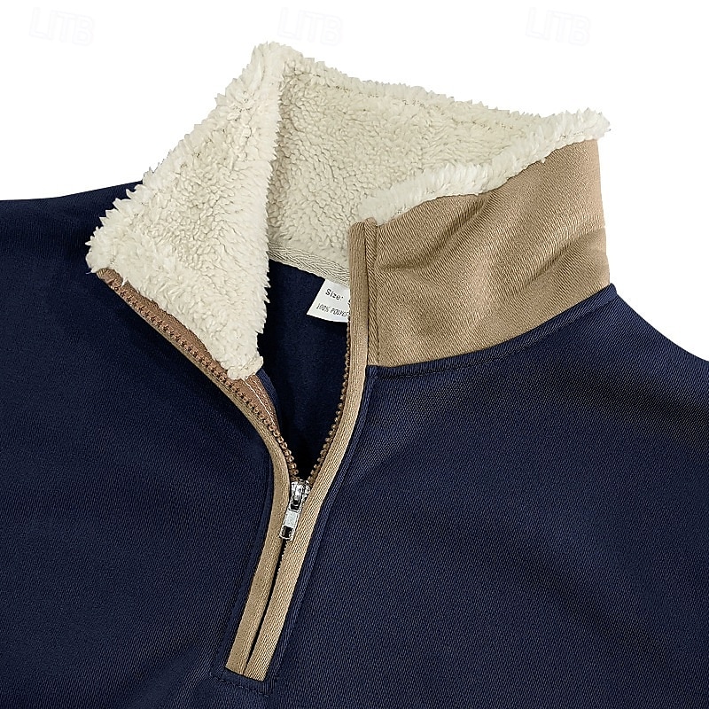 Per uomo Maglia Felpa con cappuccio in pile Felpa con zip corta Nero Blu marino Cammello Grigio chiaro Grigio scuro Colletto Mao Semplice Zip a un quarto Sport & Outdoor Casuale Quotidiano Streetwear del 2025 a $23.99 –P6