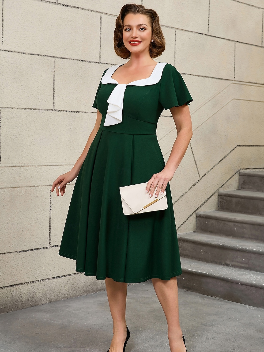 1950-tallet Retro / vintage Middag Flare kjole Store størrelser Kostyme Dame Feriereise Ball Fest / aften Voksne Kjole Vår sommer 2026 - $44.99 –P10