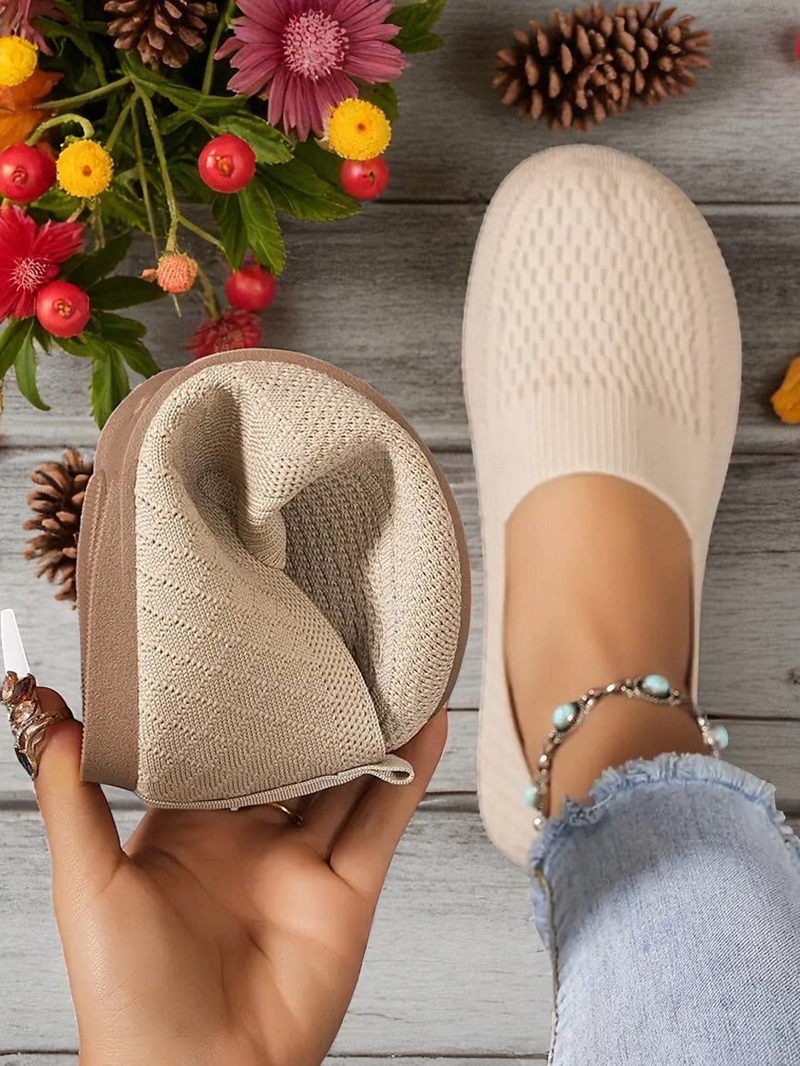 scarpe slip-on da donna a punta larga – comode ballerine in Flyknit traspirante, perfette per l'uso quotidiano, i viaggi, il giardino e le attività all'aperto del 2025 a $19.99 –P2