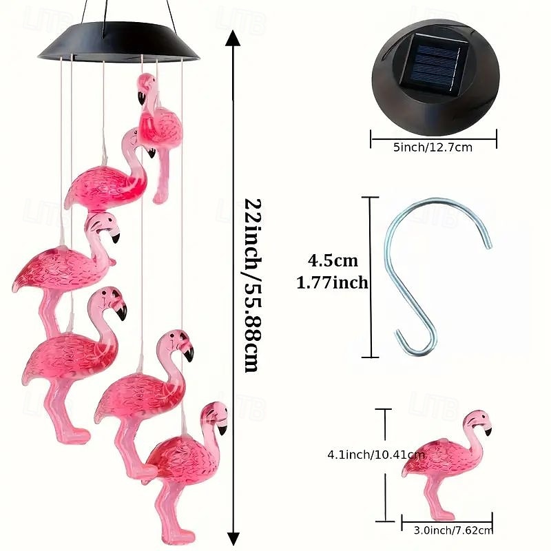 Solcellsdriven rgb färgskiftande magisk boll vindklocka utomhus vattentät flamingo vindklocka trädgårdslampa för utomhus trädgård balkong terrassdekor jul nyårspresent 2025 - $22.99 –P8