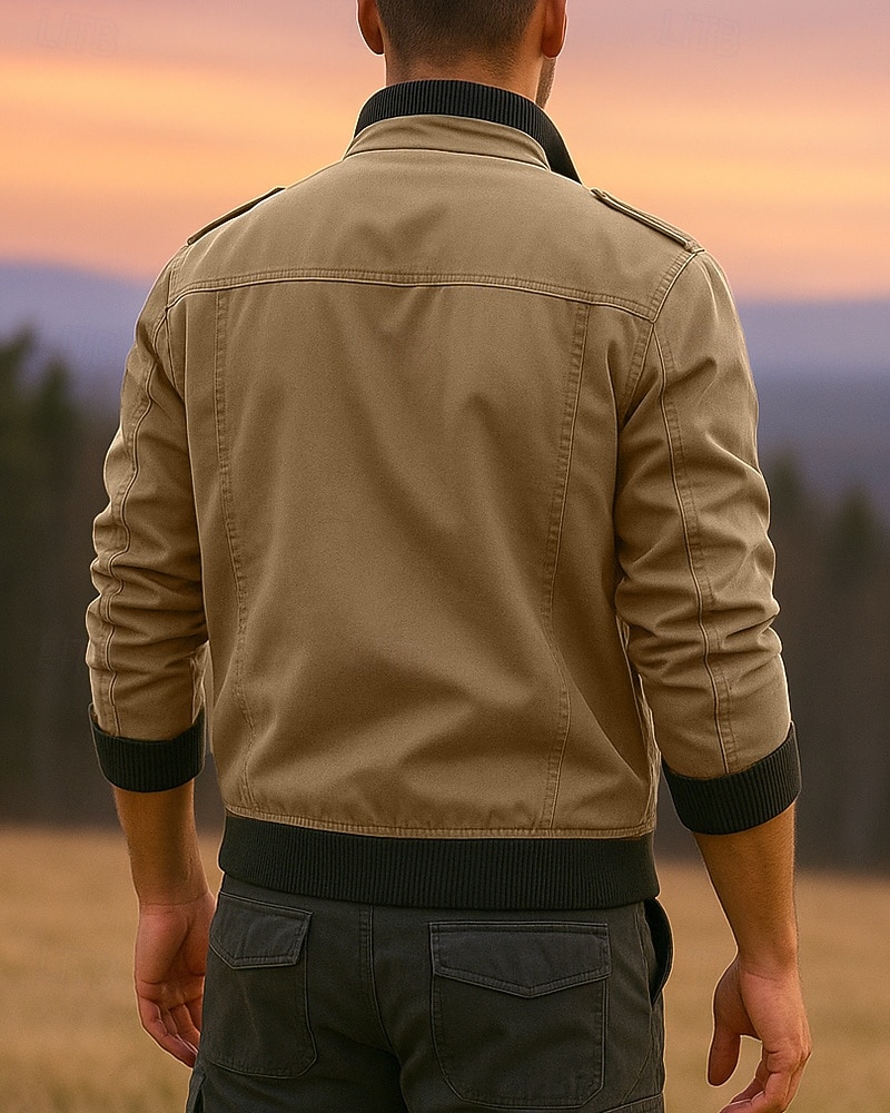 Men's Hiking Jacket Outdoor Windproof Breathable Hiking Outfits Hiking Clothes Spring Autumn / Fall Jacket Cotton Hunting Climbing Camping / Hiking / Caving Solid Color Black Army Green Red 2026 - $35.99 –P2