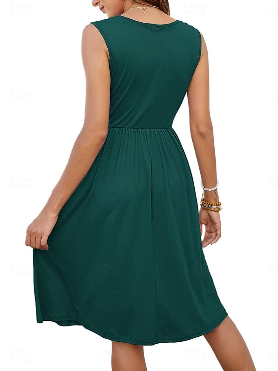 Damen Minikleid Sommerkleid Lässig Täglich Normale Passform Einfarbig Ärmellos U-Ausschnitt Schwarz Weiß Königliches Blau Himmelblau Sommer 2025 - $31.99 –P10
