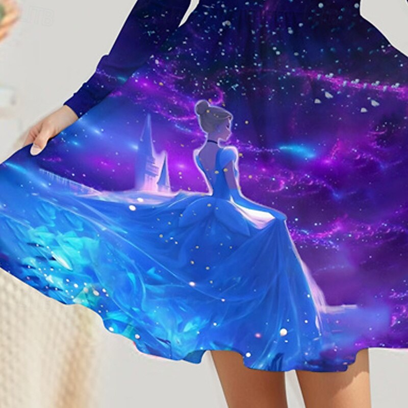 Mädchen' 3D Cartoon Kleid Langarm Sommer Frühling Urlaub Täglich Ferien Prinzessin Schön Süß Kinder 4-12 Jahre Freizeitkleid A Linie Kleid Knielang Normale Passform 2025 - $16.99 –P3