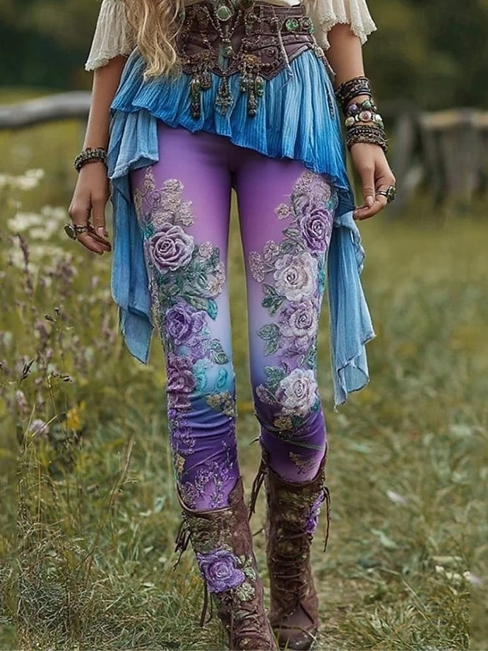 Leggings de mujer de 3D Print vacaciones vintage moda de largo completo pantalones de tiro alto carnaval estampado gráfico floral térmicos cálidos suaves transpirables elásticos vacaciones de calle 2026 - $21.99 –P7