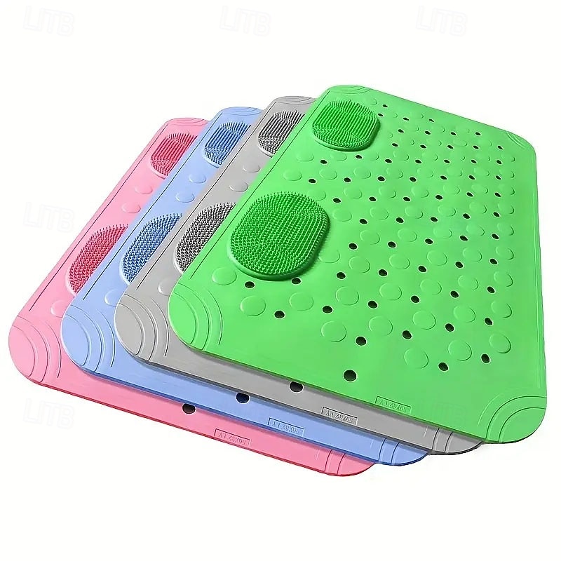 Tappetino da bagno antiscivolo con fori di drenaggio, comodo tappeto da doccia massaggiante, design rettangolare tinta unita per la casa &uso alberghiero del 2025 a $6.99 –P13