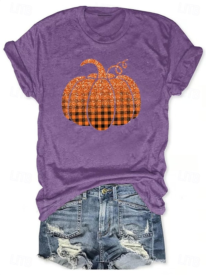 Halloween Femmes T-shirt Graphique Halloween ancien Élégant Classique Manche Courte Col ras du cou Col rond Hauts Réguliers Quotidien Week-end Imprimé Noir Blanche Jaune Rose Claire Rouge Été Automne de 2025 ? $19.99 –P10