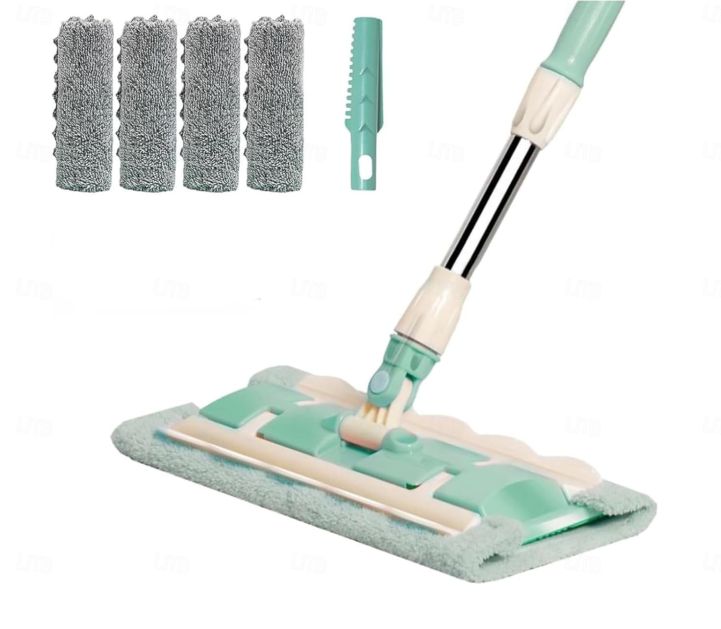 Queens Finders, mocio in microfibra girevole a 360 gradi, mocio piatto regolabile con manico in acciaio inossidabile e 4 panni lavabili riutilizzabili per la pulizia della casa del 2025 a $23.99 –P3