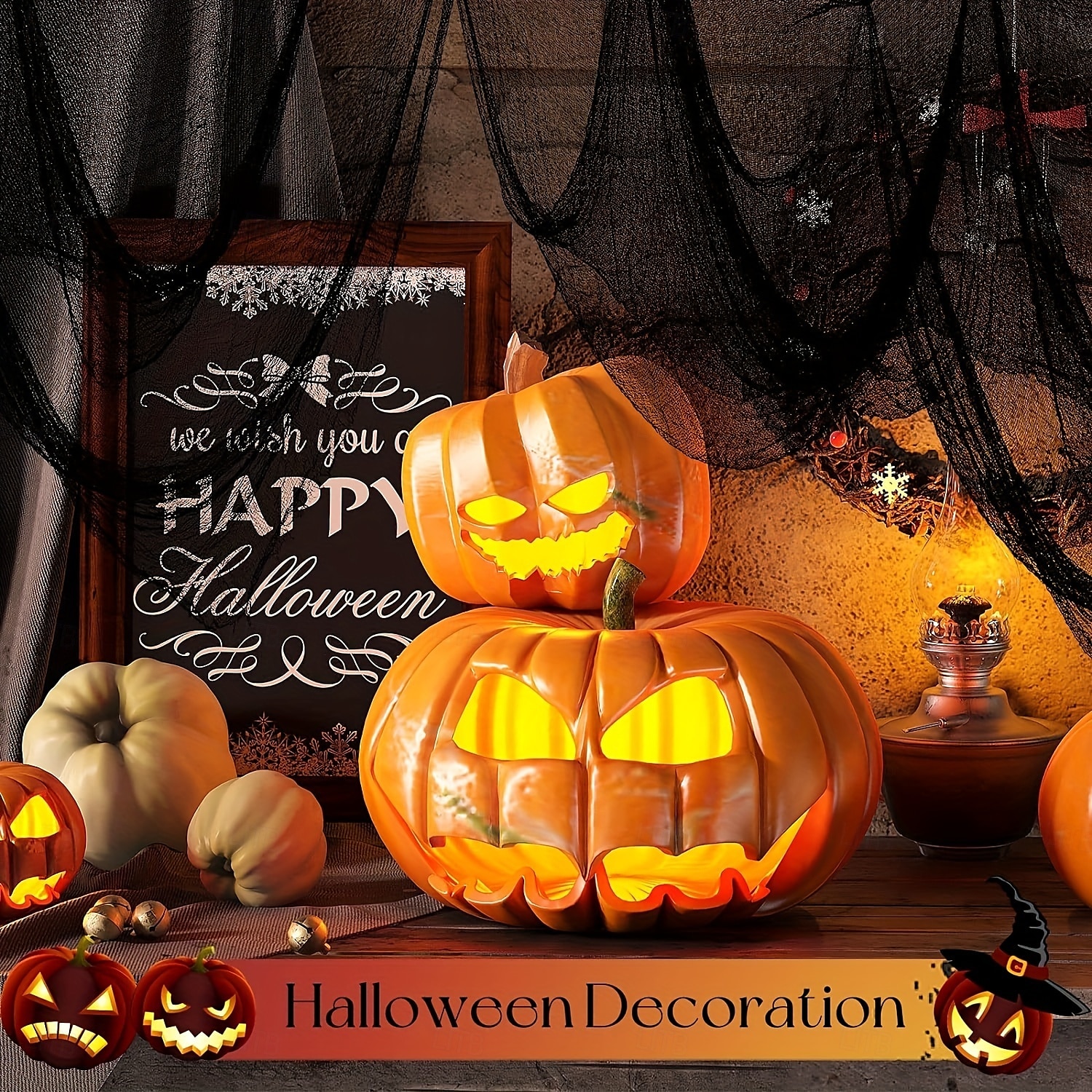 1 ks halloweenská černá strašidelná látka - strašidelná látka, halloweenská dekorace (3072 palců), vánoční halloweenský dárek na Den díkůvzdání, velikonoční dárek 2025 - $7.99 –P10