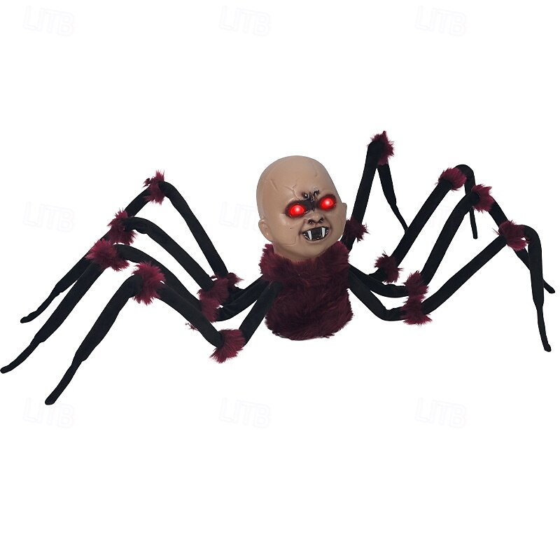 Halloween ny krypende edderkopp elektrisk plysj edderkopp justerbare ledd induksjon elektrisk lysende lyd spøkelser 2025 - $63.99 –P4