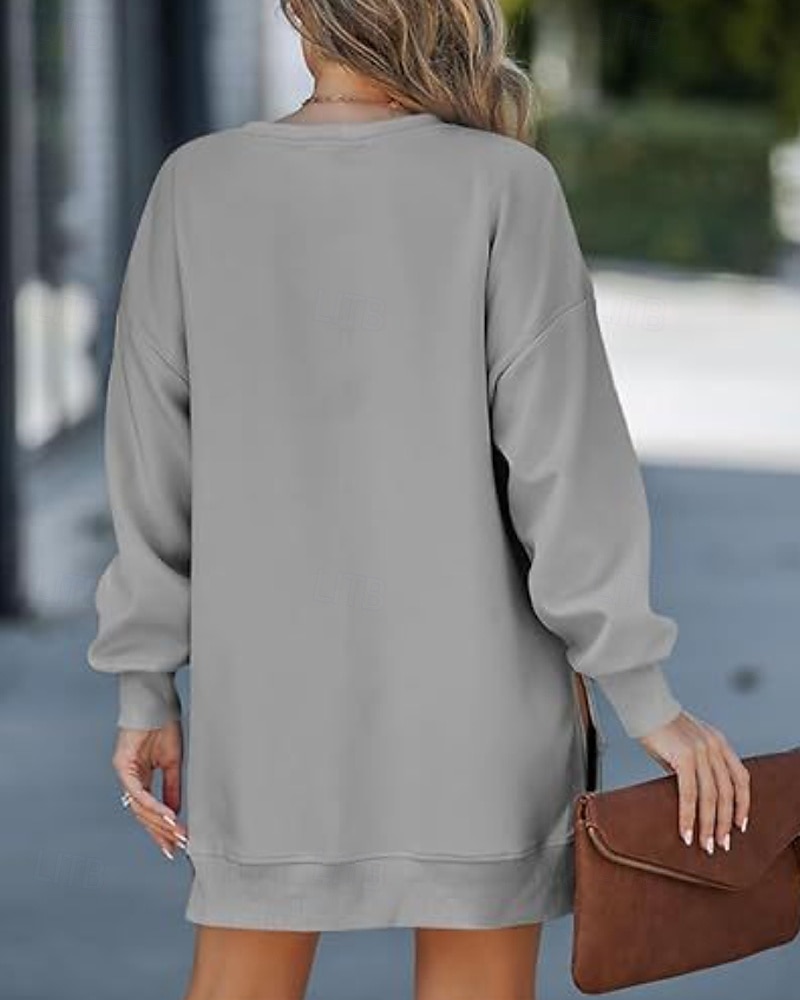 Per donna Felpa Pullover Felpe Semplice Casual Manica Lunga Girocollo Top Regolari Streetwear Ferie Patchwork Nero Beige Grigio Autunno Inverno del 2025 a $26.99 –P6