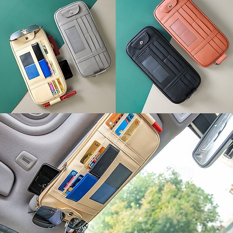 Borsa portaoggetti per visiera parasole per auto, custodia multifunzionale per visiera parasole con porta carte, tasca porta documenti, passante per penna, custodia per CD per accessori interni auto del 2025 a $20.99 –P12