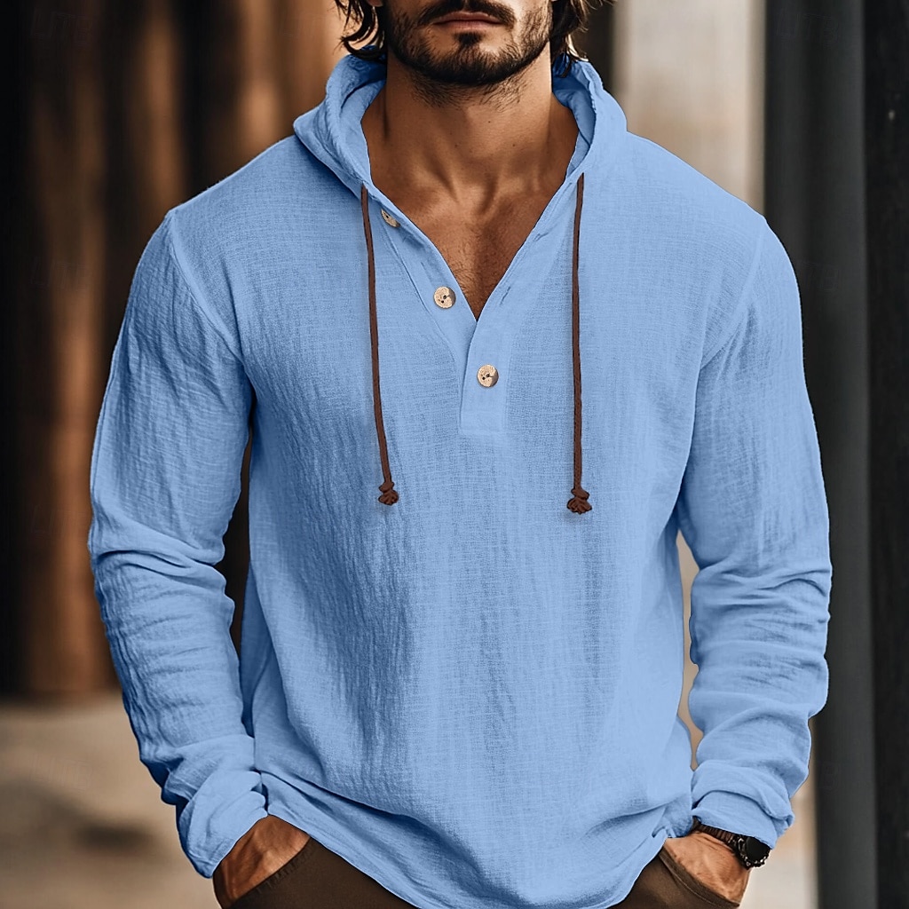 Homens Camisa Social Camisa de linho Camisa com capuz Tecido Férias Casual Branco Azul Verde Café Manga Longa Com Capuz Outono Primavera Verão Roupa de 2025 por $25.99 –P8