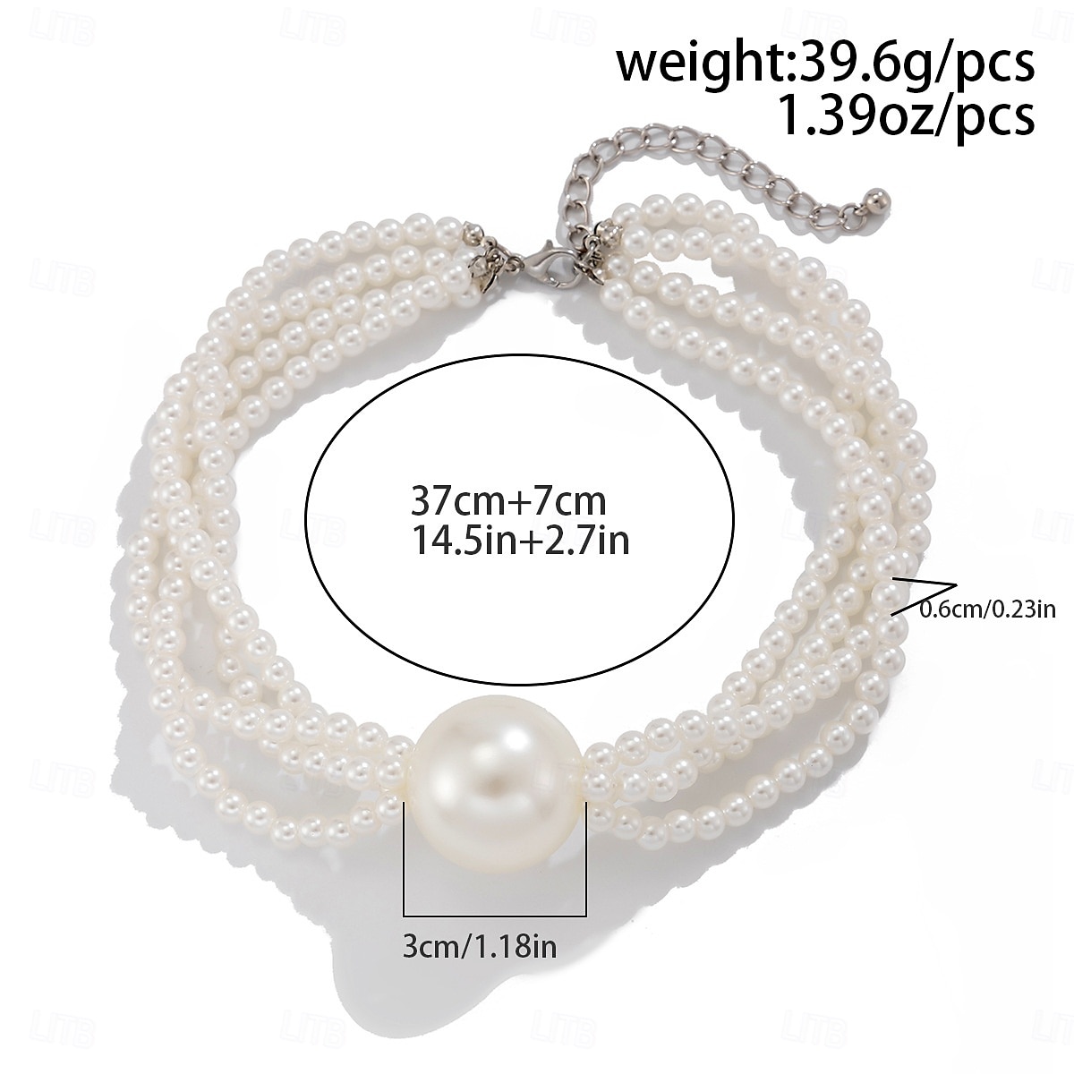 Gargantilla de perlas con declaración para mujer: collar de perlas sintéticas de varias hebras con cuentas de gran tamaño, joyería de inspiración vintage para damas, ideal para cócteles y ocasiones 2025 - $14.99 –P5