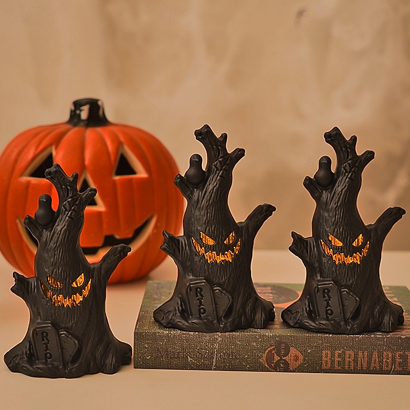 1 pezzo da 15,2 cm di Halloween, a forma di ceppo d'albero con faccia di fantasma, a LED, elettronico, per interni ed esterni, per feste di Halloween, ristoranti, camere da letto, cortili, atmosfera, del 2025 a $7.99 –P11