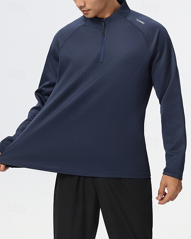 Hombre Sudadera tipo jersey Camisa para senderismo cima de senderismo Manga Larga Escote Chino Camiseta Al aire libre Reductor del Sudor Transpirable Invierno Cremallera de un cuarto Poliéster Negro 2025 - $14.79 –P7