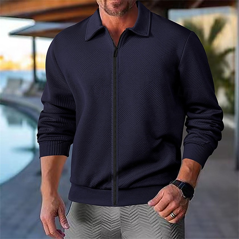 Herre Lett jakke Uformell jakke Feriereise Daglig Pustende Lomme Jacquard Vår Høst عادي Mote Klassisk Knaphul Normal Svart Hvit Navyblå Kakifarget Lysegrå Jakker 2026 - $37.99 –P11