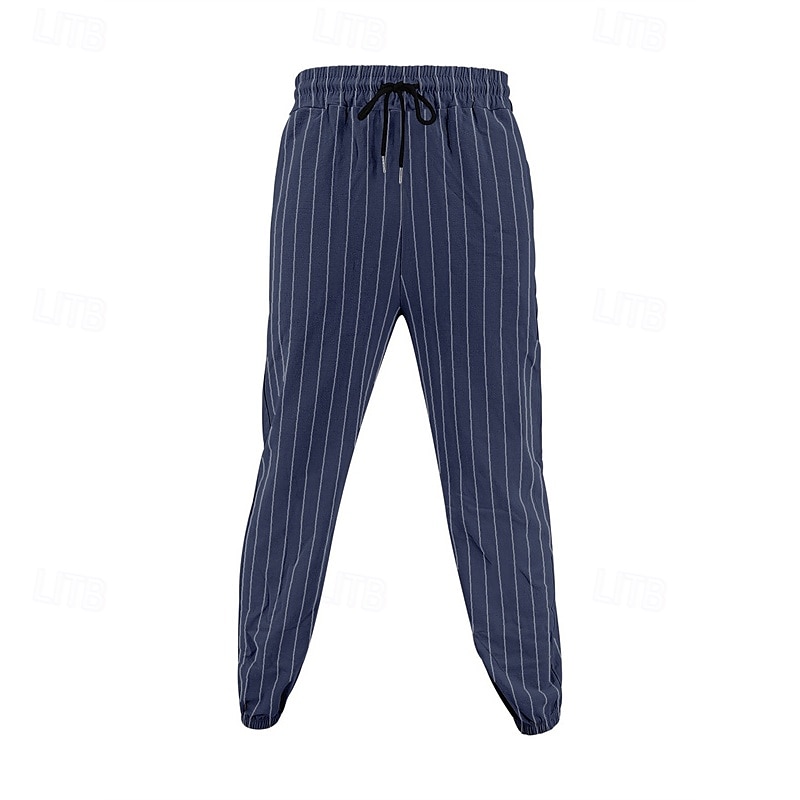 Hombre Pantalones de lino y algodón Pantalones deportivos Pantalones de Deporte Persona que practica jogging Pantalones Bolsillo Cintura elástica Correa A Rayas Comodidad Deporte Diario Moda Casual 2025 - $23.99 –P16