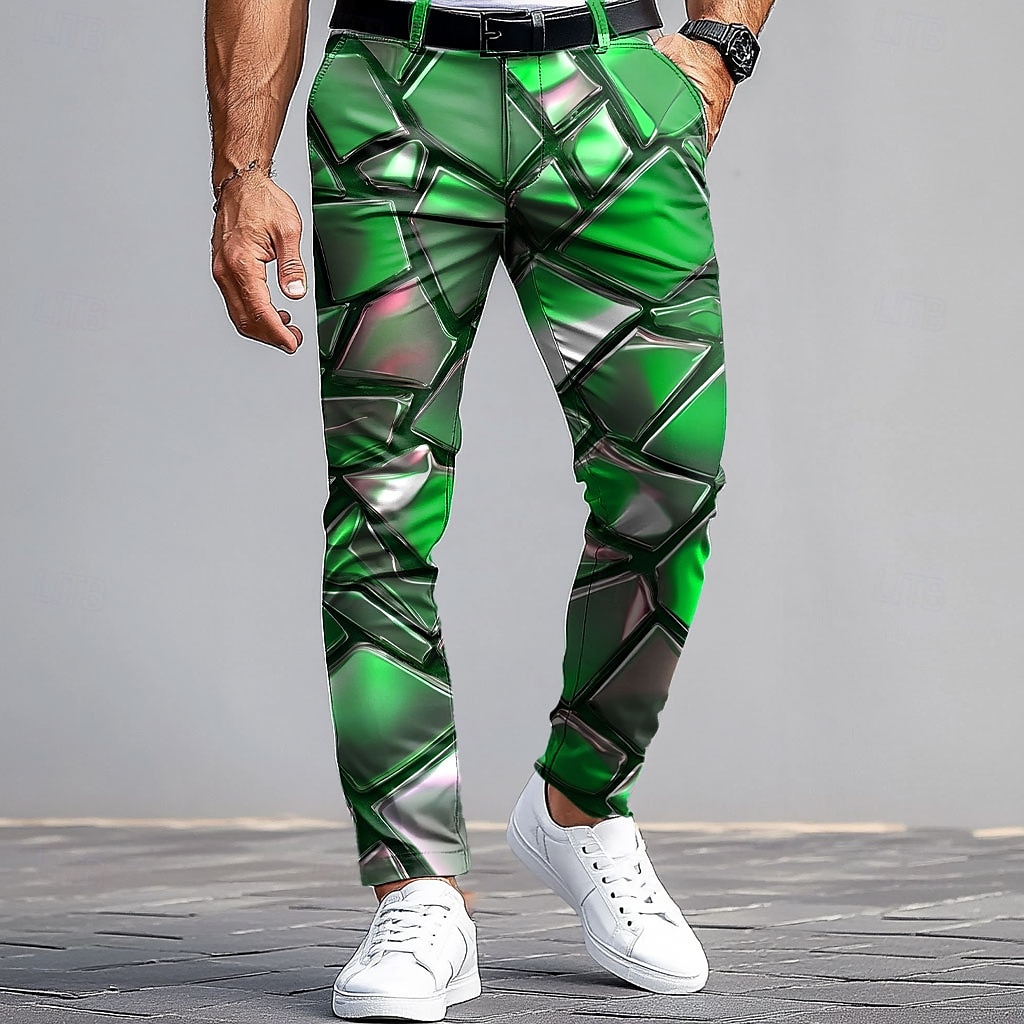 Herren Anzughose Hose Slim Fit Hose mit Taschen Geometrisch Farbblock Volle Länge Outdoor Lässig Rote Blau Mikroelastisch 2025 - $29.99 –P5