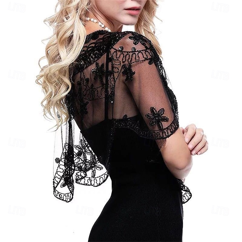 Écharpe Femme Élégant Protection solaire Manche Courte Dentelle Boléros de Mariage Avec Perlage Pour Mariage Été de 2025 ? $14.99 –P11