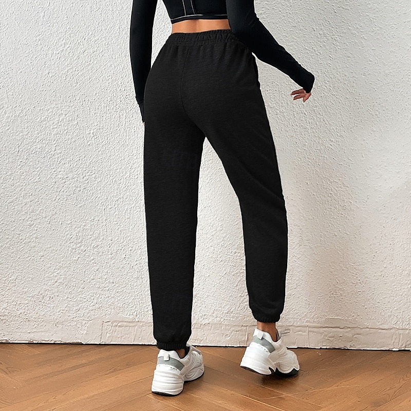 Women's Harem Pants Sports Sweatpants with Pockets Tummy Control Gym Volleyball Workout Bottoms Solid Color Black Blue Grey Cotton Fall Sports Activewear 2025 - $23.99 –P12