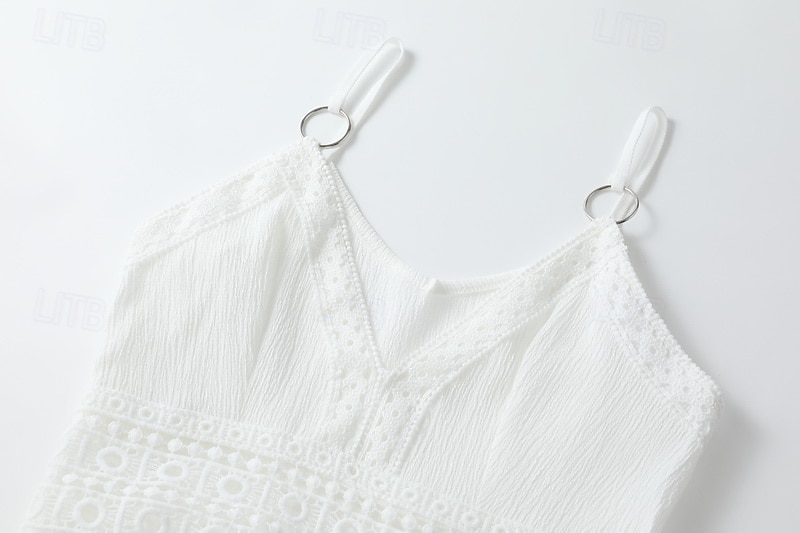 Femmes Mini Robe Robe Nuisette Robe bohème Robe occidentale Mode Classique Moderne Extérieur Vacances Fête Coupe régulière Uni Sans manches Bretelles spaghetti Blanche Été de 2025 ? $33.99 –P6
