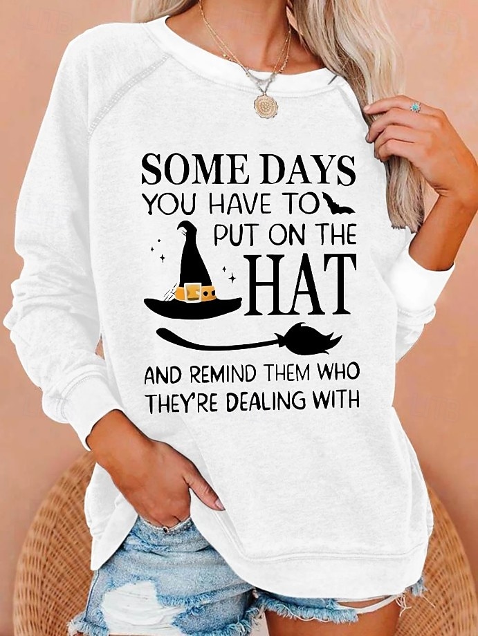 Sweat-shirt à capuche pour femmes Halloween mode décontractée à manches longues col rond hauts réguliers imprimé casual noir blanc bleu gris foncé gris été printemps automne de 2025 ? $22.99 –P6