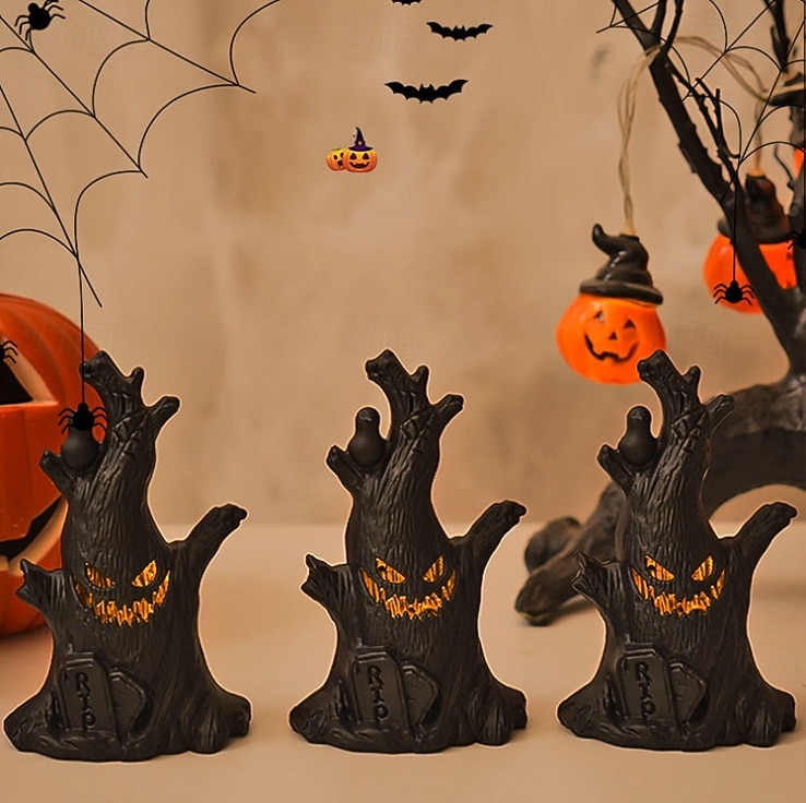 1 pezzo da 15,2 cm di Halloween, a forma di ceppo d'albero con faccia di fantasma, a LED, elettronico, per interni ed esterni, per feste di Halloween, ristoranti, camere da letto, cortili, atmosfera, del 2025 a $7.99 –P5