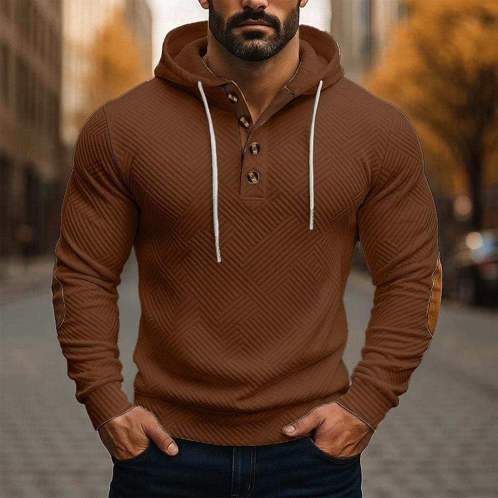 Pánské Kapuce Mikina s kapucí Bílá Námořnická modř Hnědá Khaki Šedá Kapuce Geometrický Bez vzoru S texturou Sporty a outdoor Ležérní Denní Šik ven Chladný Sportovní oblečení Jaro & podzim Oblečení 2026 - $28.99 –P4
