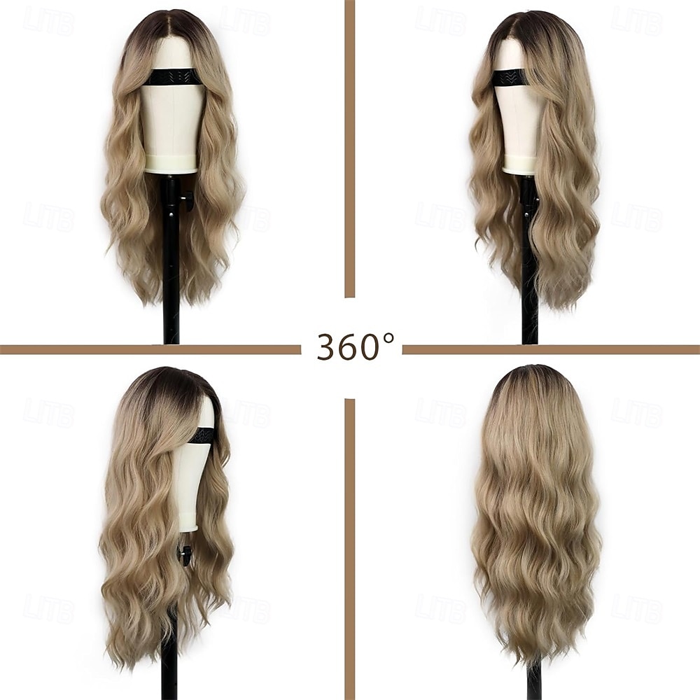 Synthetische pruiken Gekruld Middelste stuk Machinegemaakt Pruik Lang Donker Bruin Zwart Bruin Ombre grijs Ombre Blond Synthetisch haar Dames Zacht Modieus Makkelijk mee te nemen Blond Zwart Schaduw 2025 - $27.99 –P2