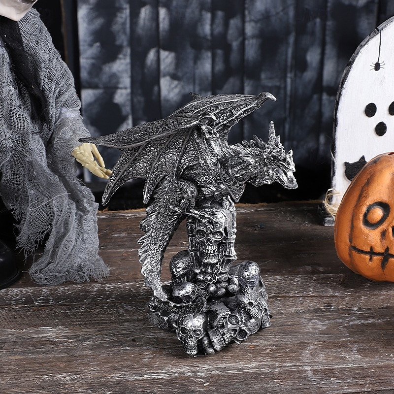 2025年 ハロウィン樹脂フィギュアスケルトン魔法のドラゴン像ゴシック樹脂工芸装飾家庭用ガーデン不気味なファンタジーオーナメントお化け屋敷ホリデーパーティーディスプレイアクセサリー  コレクション – $24.99 –P5