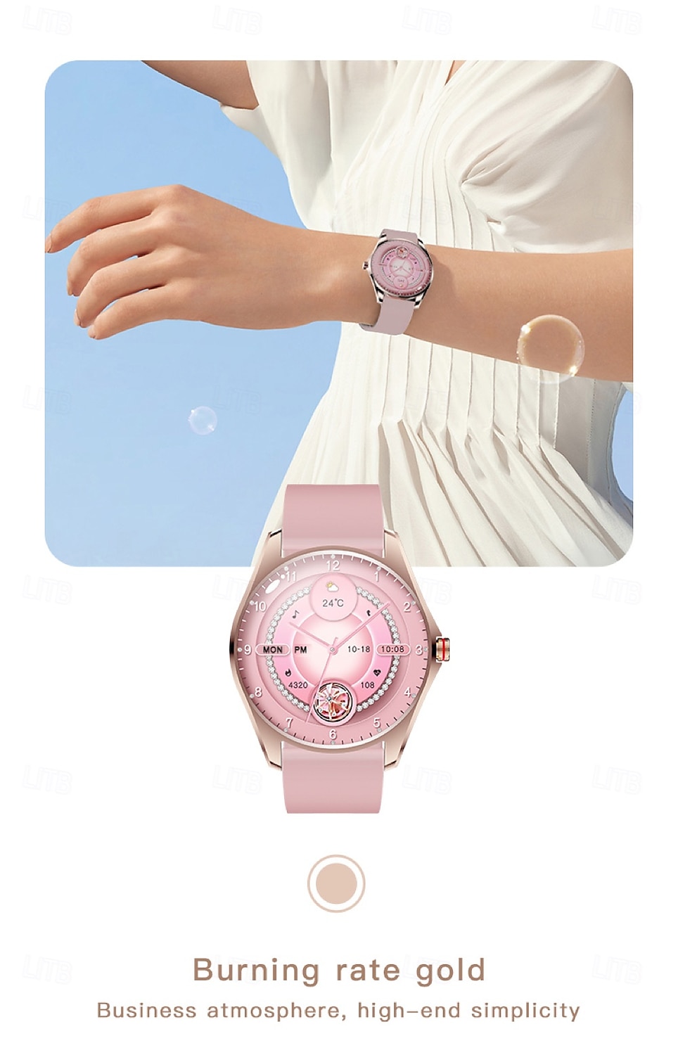 V36 Smartklokke 1.5 tommers Smart armbånd Smartwatch blåtann Skritteller Samtalepåminnelse Aktivitetsmonitor Kompatibel med Android iOS Dame Lang ventetid Vanntett Mediakontroll IP65 22mm Urkasse 2025 - $43.99 –P5