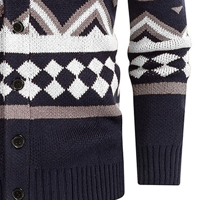 Herre Genser Cardigan Genser Fair Isle genser Riflet Strikke Vanlige topper Strikket Geometrisk Buet Ferie Mote Avslappet Dagligdagstøy Klær Vår & Vinter Hvit Gul S M L 2025 - $42.99 –P9