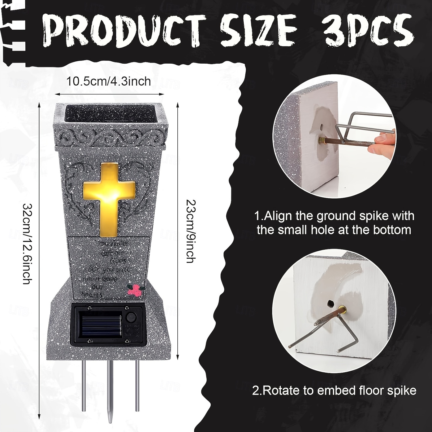 Solar Cemetery Grave Vase with LED for Fresh Artificial Flowers Headstones Vases with Spikes Grave Decorations for Cemetery Grave Markers Decor Halloween Christmas Decoration Memorial Gifts 2025 - $53.99 –P3