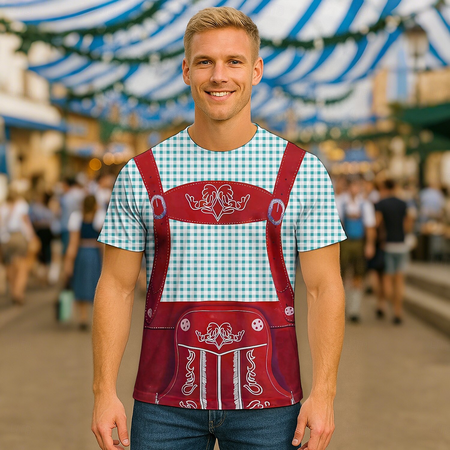 T-Shirt Lederhosen T-Shirt Match Bayerisch München Deutsch alpin T-Shirt Ärmel Grafik für Herren Erwachsene 3D-Druck  für Karneval Oktoberfestbier Party Alltagstauglich 2026 - $17.49 –P1