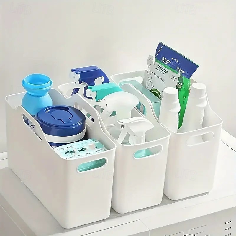 Contenitori morbidi rettangolari moderni, confezione da 3 - organizzazione multiuso del lavello della cucina, prodotti per la pulizia in stile giapponese &Cestini portaoggetti da bagno con parte del 2026 a $19.99 –P1