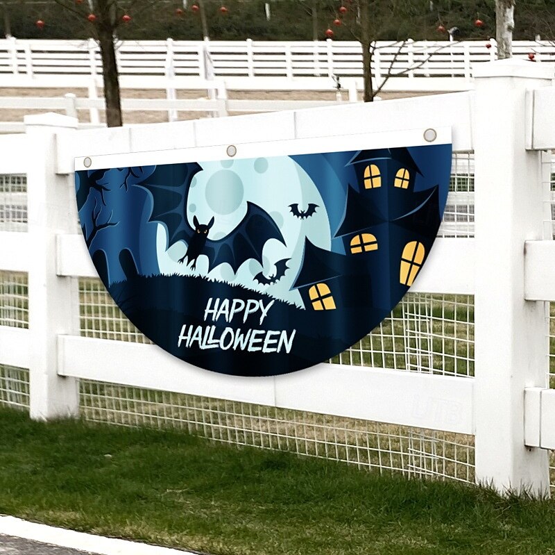 Σημαία με βεντάλια για το Halloween, εξωτερική σημαία για εξωτερικούς χώρους, φράχτης αυλής για το Halloween, κρεμαστός τρομακτικός φράχτης κολοκύθας, σημαία, διακόσμηση τραπεζιού, φθινοπωρινή διακόσμηση δωματίου, αισθητική, διακόσμηση πάρτι γενεθλίων για 2025 - $4.49 –P7