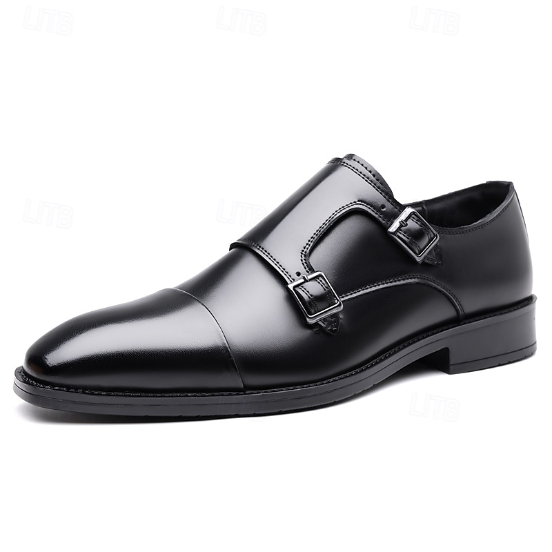 Chaussures habillées en cuir à double boucle pour homme – élégantes chaussures de soirée marron pour mariages, tenues de bureau et cérémonies de 2025 ? $42.99 –P2