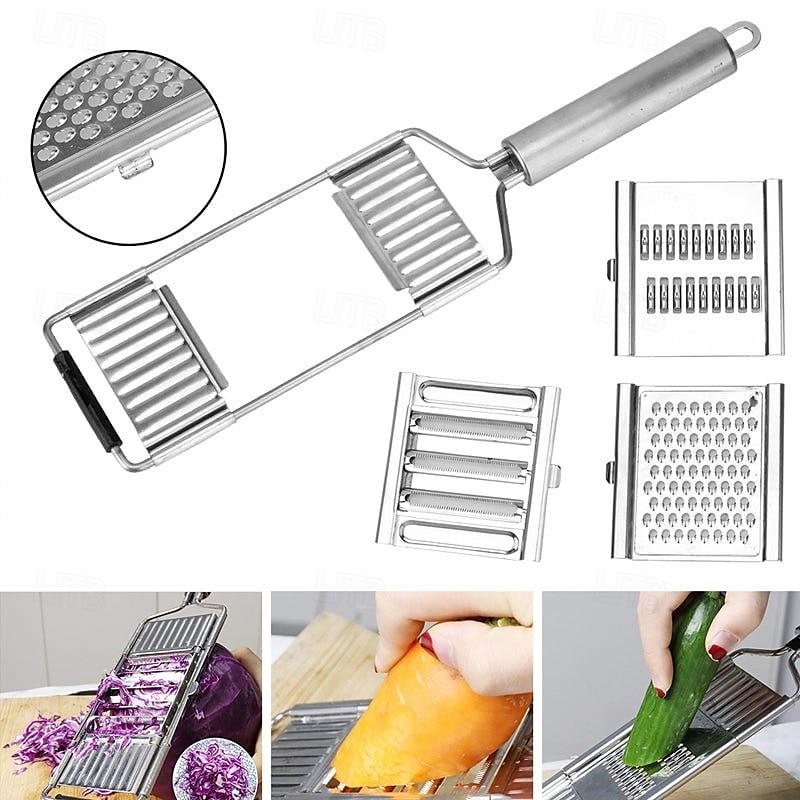 Multifunktionaler Gemüseschneider, manueller Edelstahlschneider für Kartoffeln, Karotten und Gurken, vertikale Küchenreibe zum Raspeln, Schneiden und Hacken, einfach zu verwendendes Werkzeug 2025 - $18.99 –P6