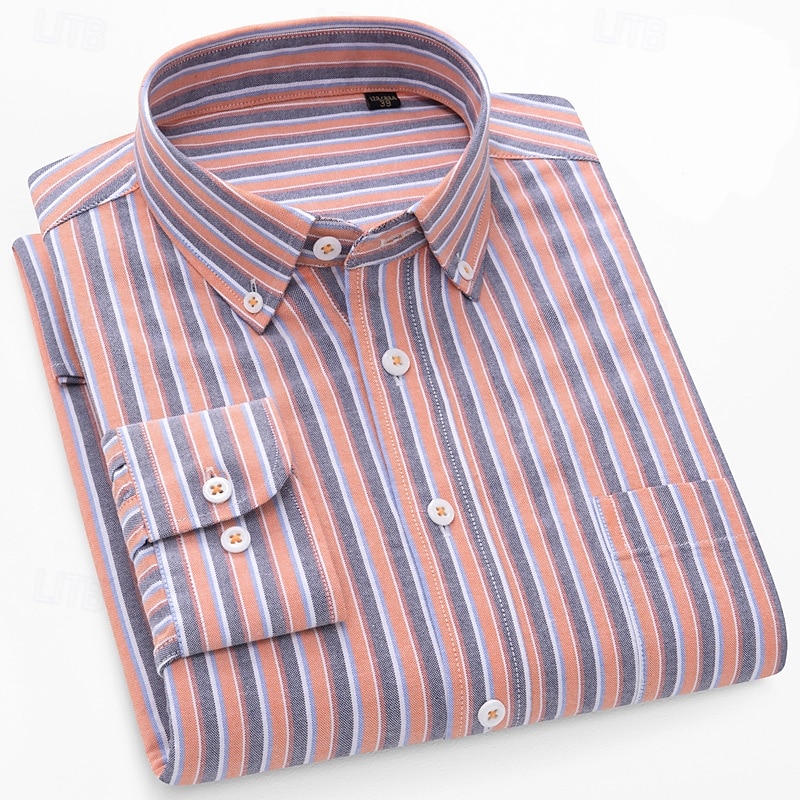 Per uomo Camicia Camicia elegante Camicia button-down Camicia Oxford Camicia a righe A righe Abbigliamento quotidiano Abbigliamento Aziendale Rosa chiaro Giallo Blu marino scuro Blu Manica Lunga del 2025 a $29.99 –P3