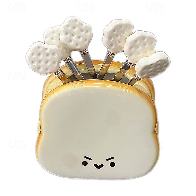 Bread-Shaped Fruit Fork Set with Jar, Cute Afternoon Tea and Café Tableware, Perfect for Fruits and Snacks 2025 - $32.99 –P6