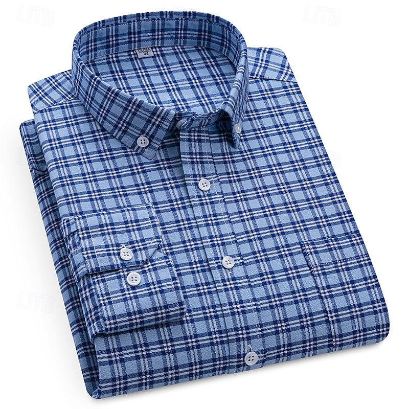 Per uomo Camicia Camicia elegante Camicia button-down Camicia Oxford Camicia a quadri A Quadri / A Righe / Chevron / Rotondo Abbigliamento quotidiano Abbigliamento Aziendale Giallo Chiaro Giallo del 2025 a $29.99 –P8