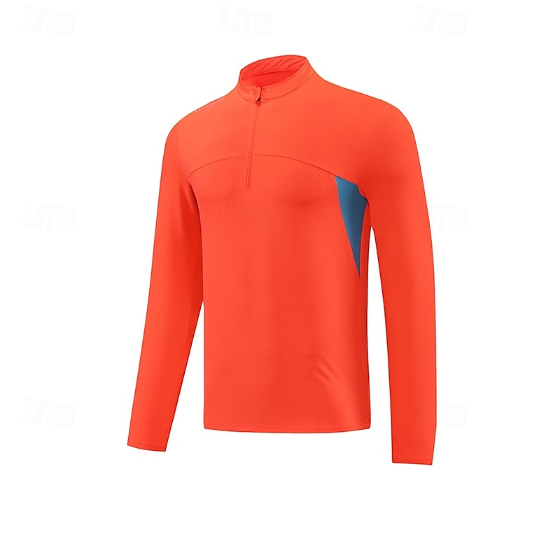 Herren Performance-Shirt Sport-T-Shirt Langarm Stehkragen Oberteil Außen Schnelltrocknend Schweißableitend geruchshemmend Atmungsaktiv Polyester Weiß Blau Himmelblau Angeln Tennis sportlich 2025 - $21.99 –P7
