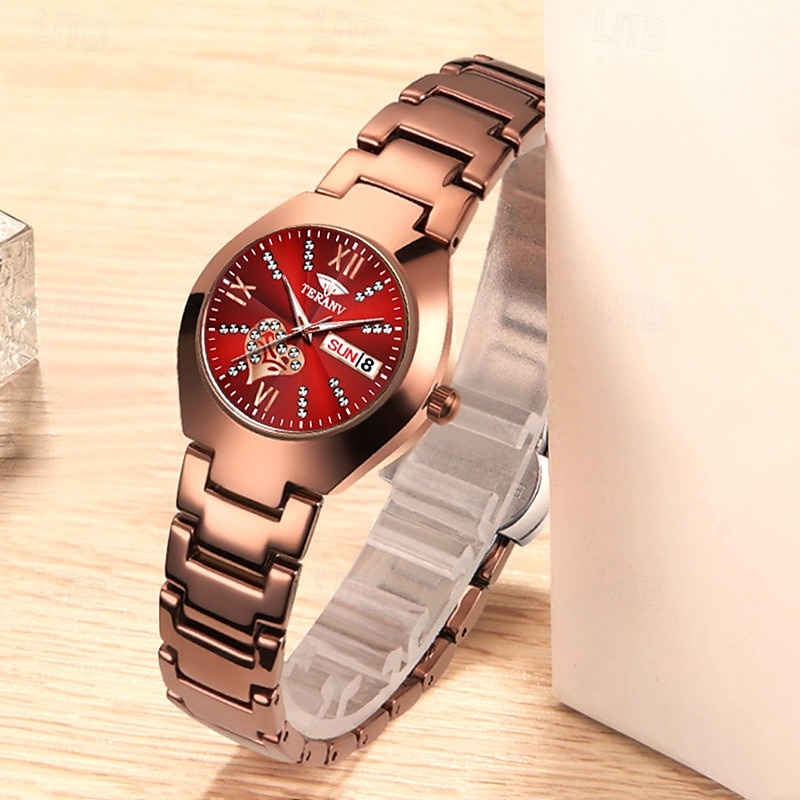 1 stuk nieuwe modieuze en trendy kalender datumweergave dames quartz horloge IPX7 waterbestendig lichtgevende legering band eenvoudig maar luxe casual leven reizen sport dames zakelijk polshorloge 2025 - $19.99 –P3