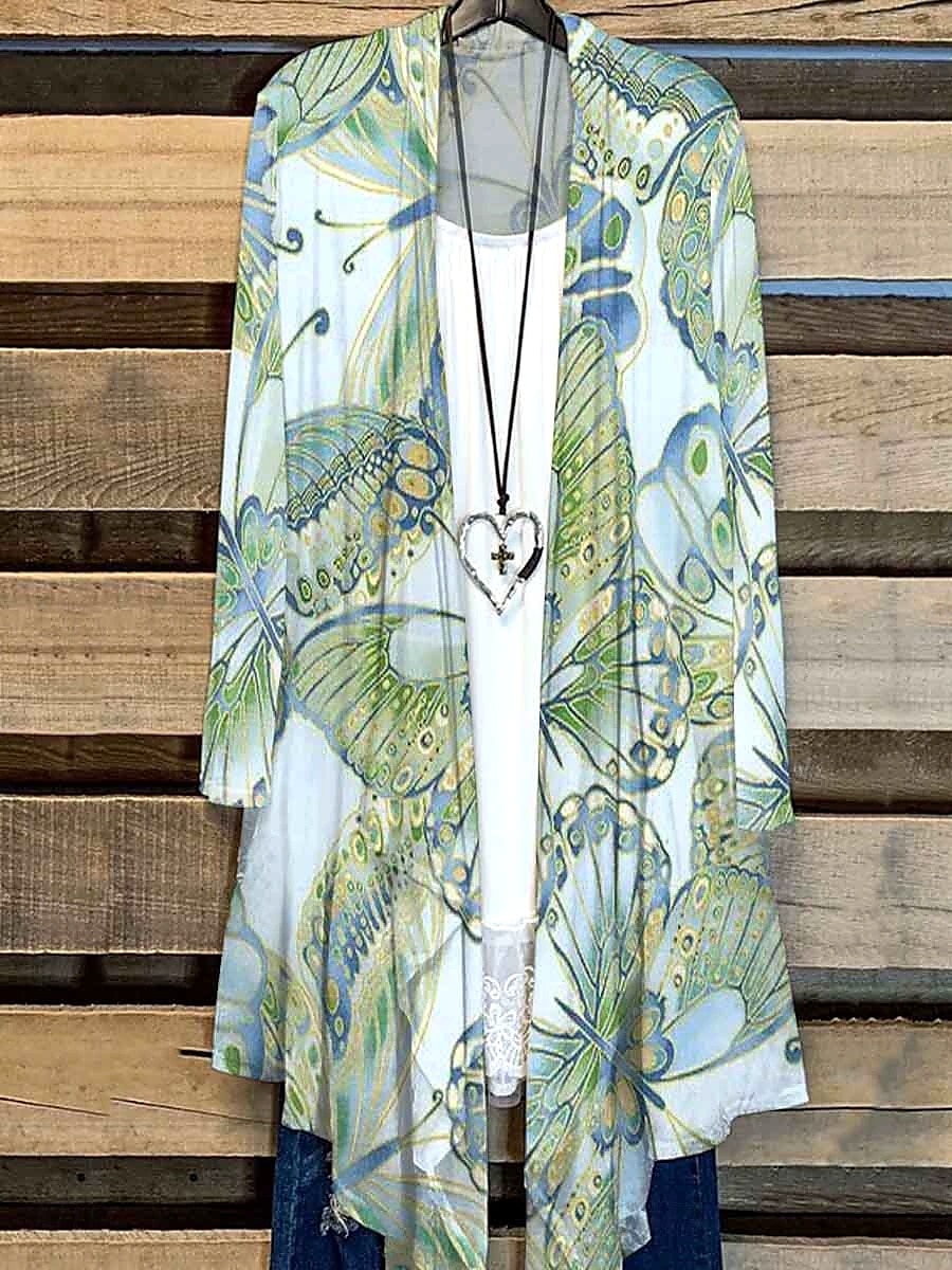 בגדי ריקוד נשים חולצה פרחוני גראפי פרפר אלגנטית מסוגנן בסיסי שרוול ארוך צווארון V חולצות רגילות יומי סגול תלתן קיץ אביב 2025 - $31.99 –P2