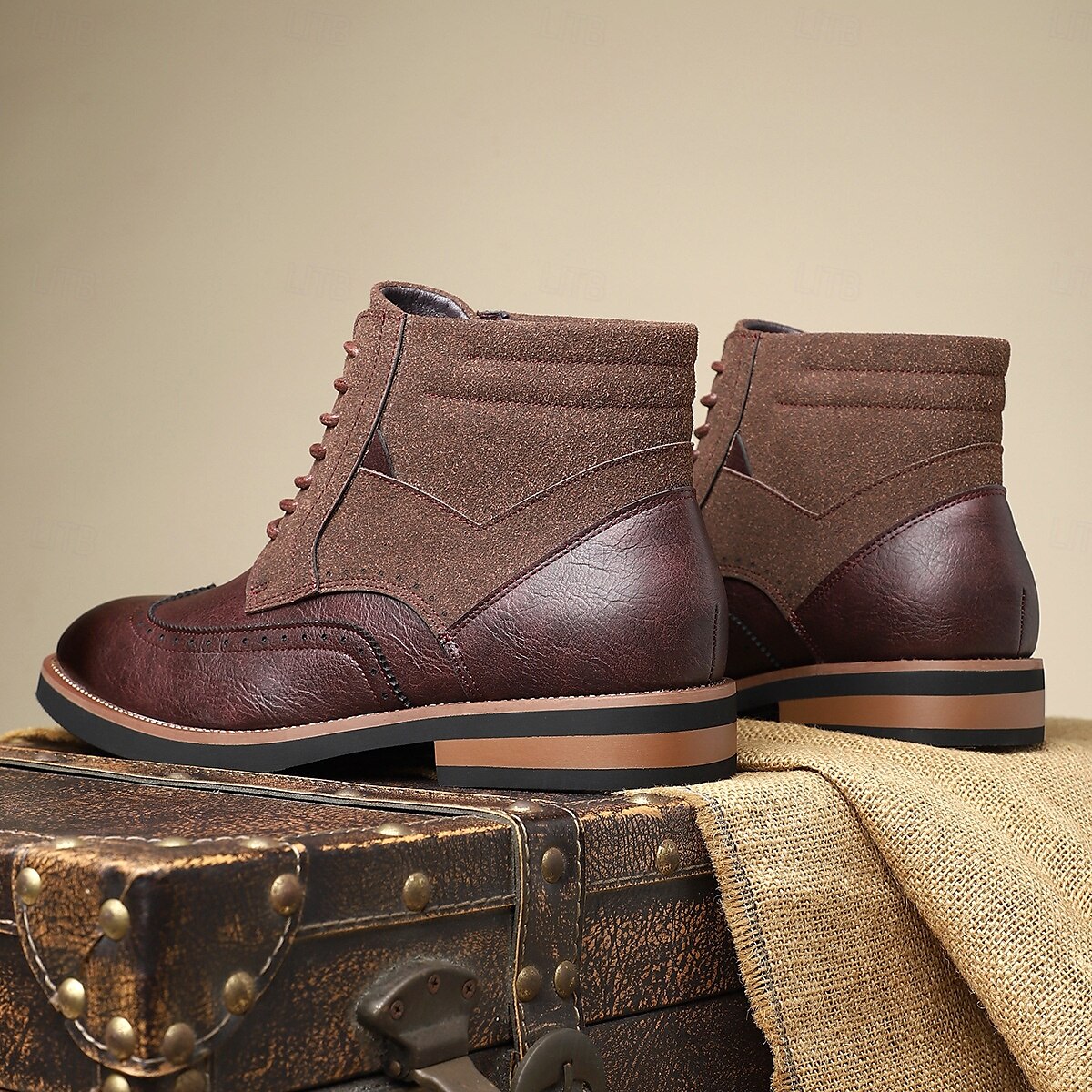Per uomo Stivali Camminata Vintage Casual Britannico Pelle PU Camoscio Confortevole Antiscivolo Caldo Allacciatura Nero Giallo Marrone Autunno Inverno del 2025 a $54.99 –P14