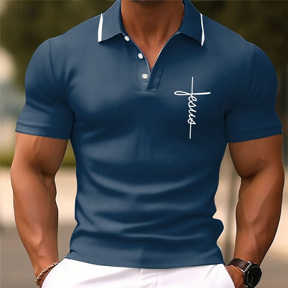 Homme Foi Polo Chemise de golf Manche Courte Polos Chemises à Col Vêtement décontracté de travaile Vêtements de travail Tenue formelle Vêtements de festival Boutons Impression 3D Rose Claire bleu de 2026 ? $23.99 –P6
