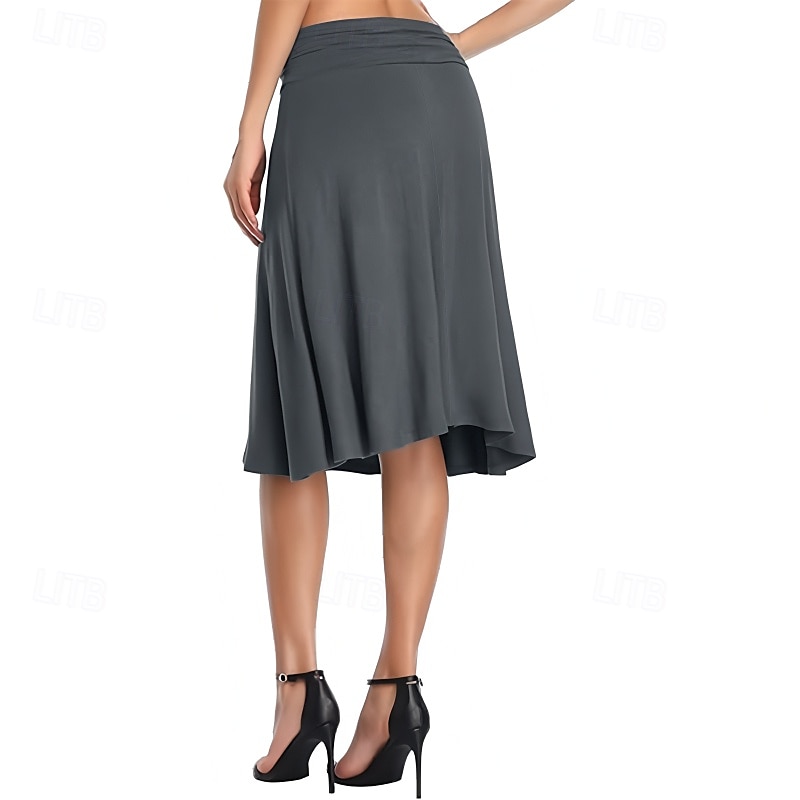 Damen Rock Lässig Knielang Mittlere Hüfthöhe Röcke Einfach Gerafft Mikroelastisch Urlaub Straße Schwarz Weiß Armeegrün Rote Herbst Polyester 2025 - $20.99 –P14