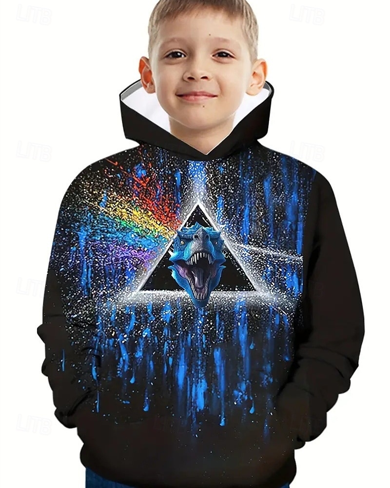 Pojkar 3D Djur Dinosaurie Huvtröja Långärmad Vår Höst Mode Streetwear Barn 4-12 år Huva Utomhus Ledigt Dagligen Normal 2025 - $18.99 –P5
